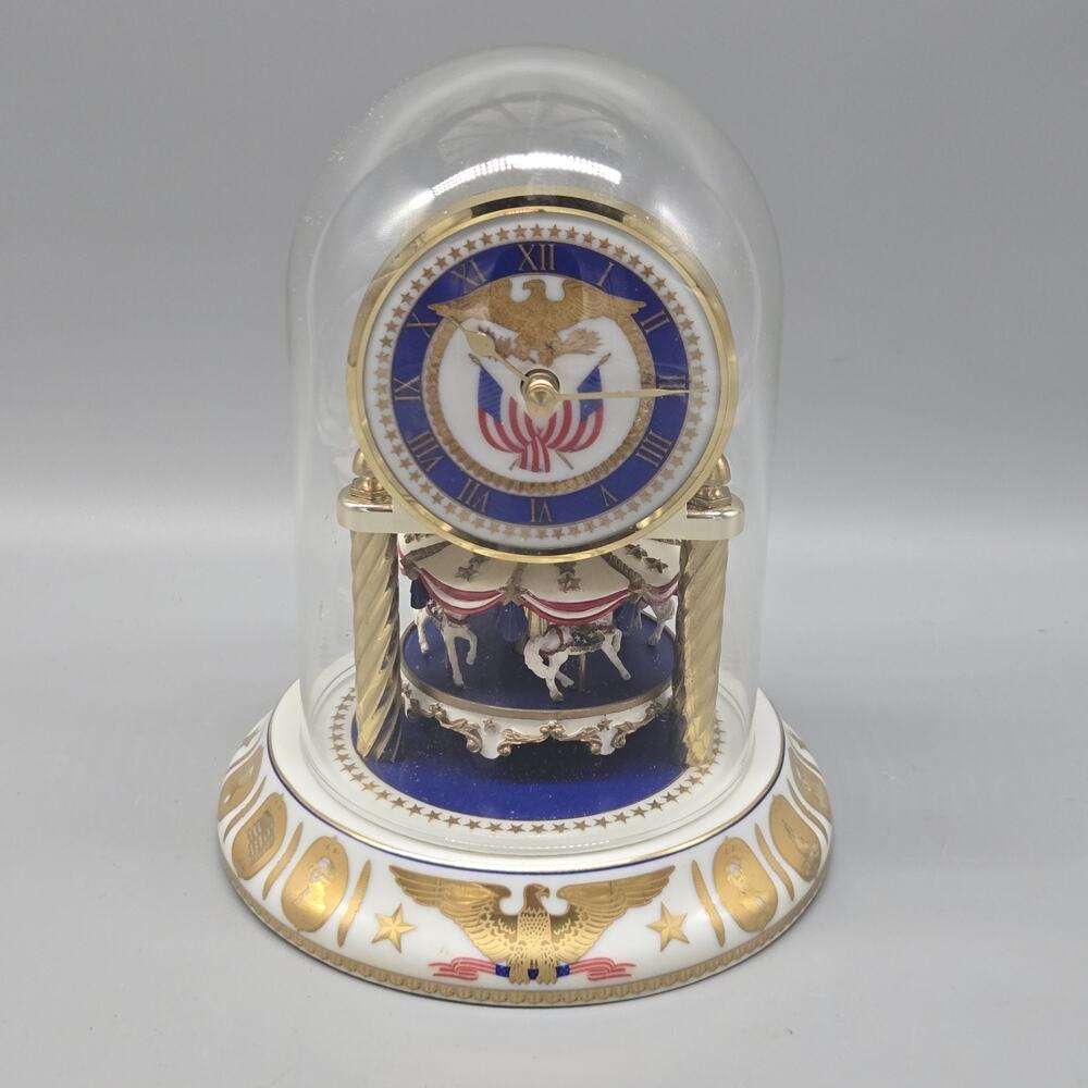 Freundl Americana Porcelain Clock Made In Germany Eagle + Presidents